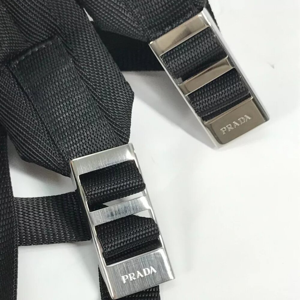 PRADA triangle logo plate Signeau print bag Backpack Nylon Red/White x Black - Picture 4 of 16
